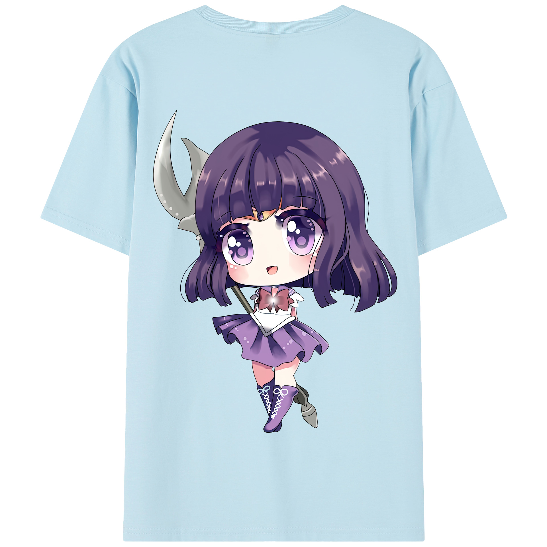 （画像用） 美少女戦士セーラームーン 土萠ほたる Sailor Moon Tomoe Hotaru （セーラーサターン；Sailor Saturn） 綿100％半袖Tシャツ（背面プリント）